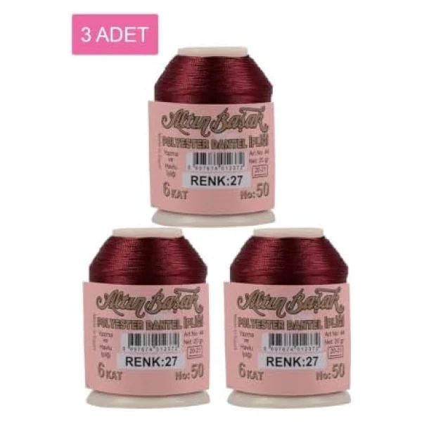 3 Adet Altınbaşak Oya Ve Dantel İpi 20 Gr - Royaleks - No: 027 - Görsel 5