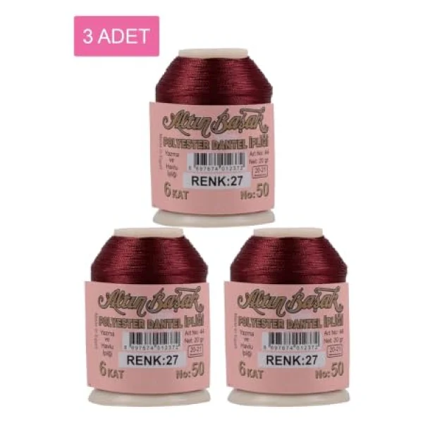 3 Adet Altınbaşak Oya Ve Dantel İpi 20 Gr - Royaleks - No: 027 - Görsel 9