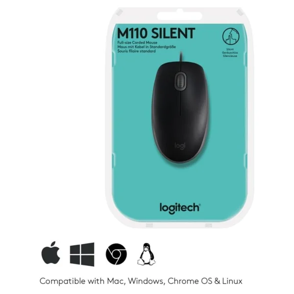 Logitech B110 910-005508 Sessiz Optik Kablolu Mouse - Görsel 7