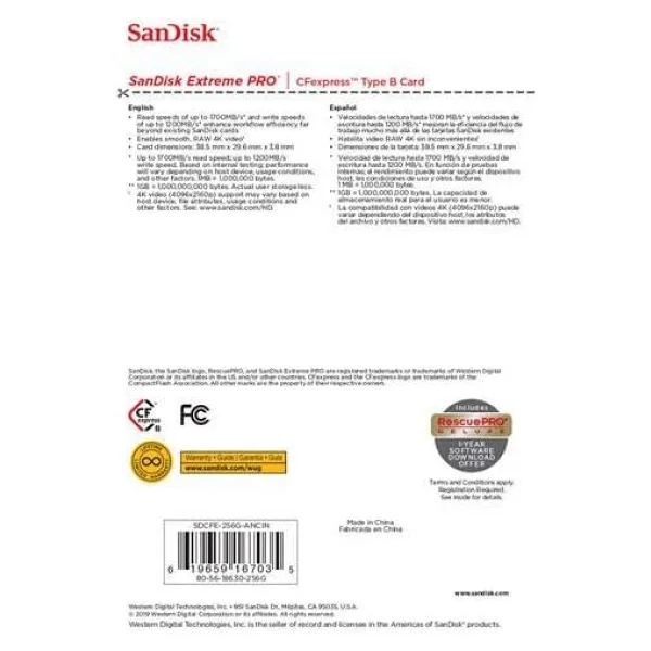 SanDisk 256GB Extreme PRO CFexpress Type B Hafıza Kartı - Görsel 3