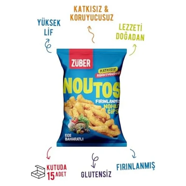 Züber Noutos Ege Baharatlı Fırınlanmış Nohut Cipsi 55 gr 15'li - Görsel 8
