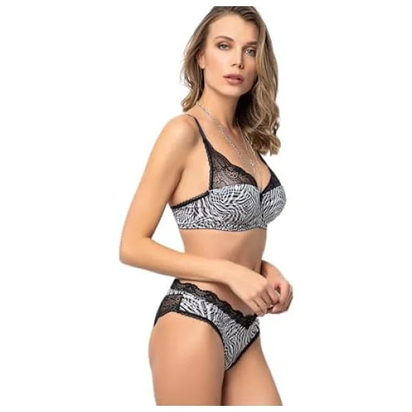 Miorre Push-Up Dolgulu Dantel Detaylı Sütyen Takım Zebra 75 - Görsel 9