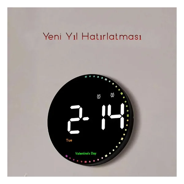 Dailytech Yuvarlar Kumandalı Dijital 10 İnç Duvar Saati Parlaklık Çalar Saat Dekor İçin Masa Saat - Görsel 7