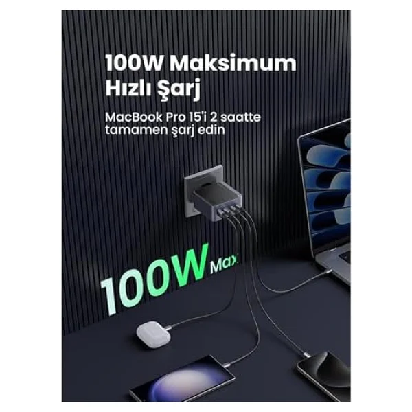Ugreen Nexode Air 100 W Hızlı Şarj Adaptörü - Görsel 7