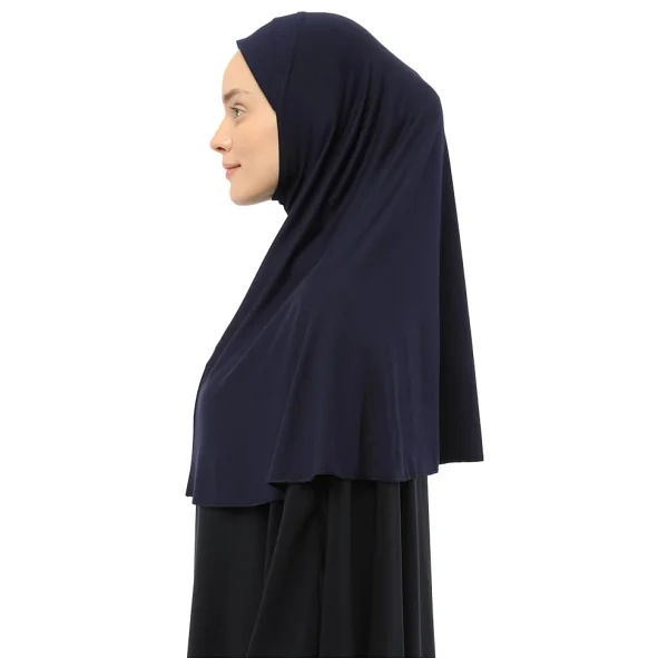 Altobeh Hazır Türban Peçeli Pratik Eşarp Tesettür Nikaplı Hijab - Namaz Örtüsü Sufle (XL), Lacivert - Görsel 3