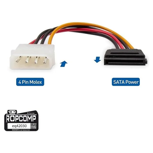 Ropcomp 4-Pin Molex Erkek - 15-Pin Sata Güç Dönüştürücü Kablo (20 Cm) - Görsel 4