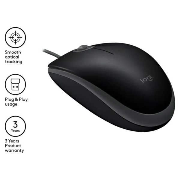 Logitech B110 910-005508 Sessiz Optik Kablolu Mouse - Görsel 6
