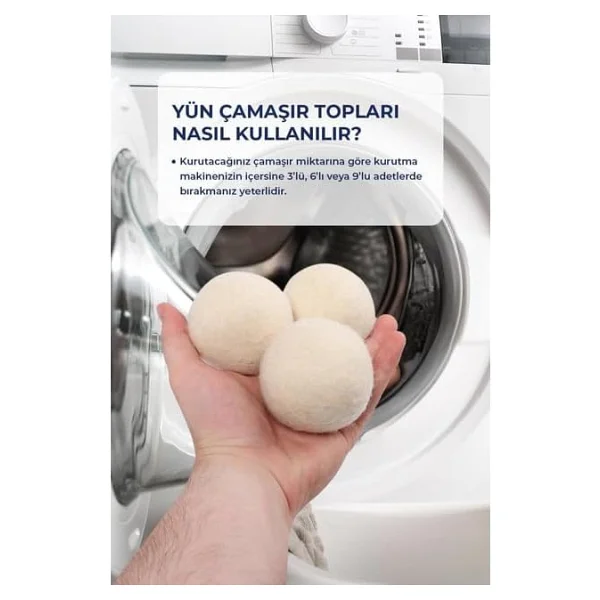 Mucit Home 3 Adet Yün Kurutma Topu Kurutma Makinesi Için Doğal Yumuşatıcı Çamaşır Kurutma Topları - Görsel 3