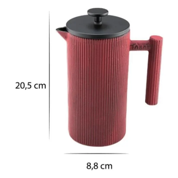 Taşev Bambum Taşev Linden Döküm French Press Kırmızı,8681734460074 - Görsel 3