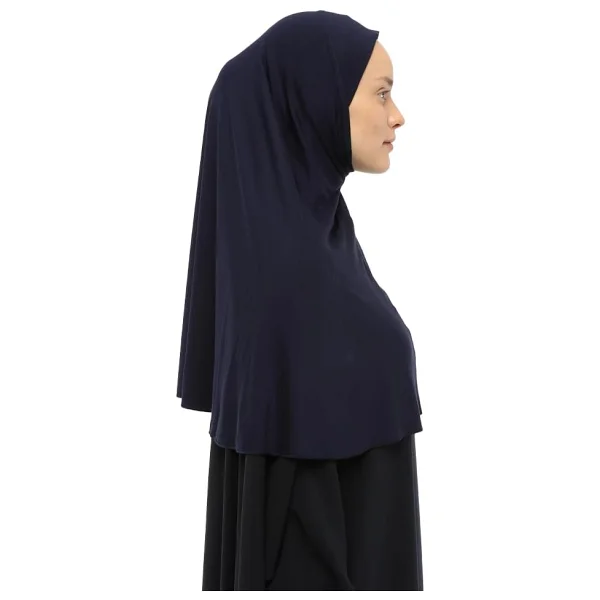 Altobeh Hazır Türban Peçeli Pratik Eşarp Tesettür Nikaplı Hijab - Namaz Örtüsü Sufle (XL), Lacivert - Görsel 5