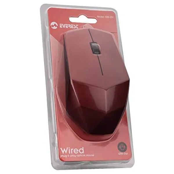 Everest Sm-201 Kırmızı Optik Kablolu Mouse - Görsel 3