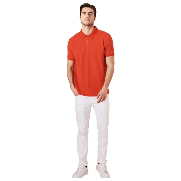 Altınyıldız Classıcs Slim Fit Dar Kesim Polo Yaka%100 Pamuk Kısa Kollu Tişört, Renk Nar Çiçeği, Beden M - Görsel 2