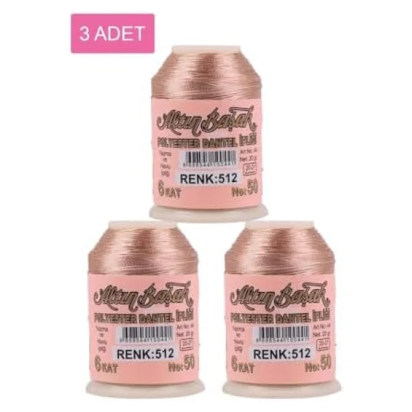 3 Adet Altınbaşak Oya Ve Dantel İpi 20 Gr - Royaleks - No: 512 - Görsel 5