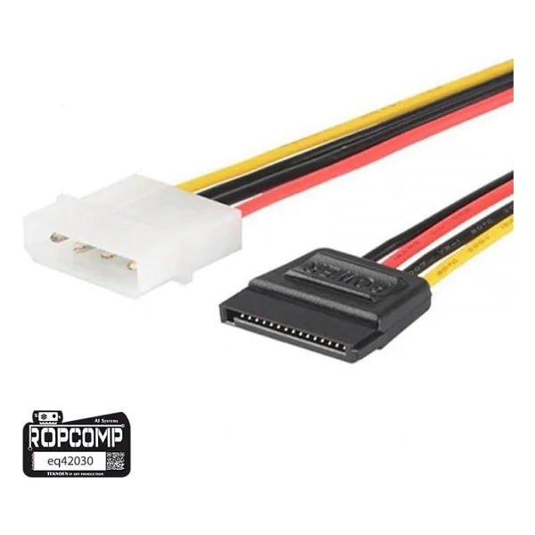 Ropcomp 4-Pin Molex Erkek - 15-Pin Sata Güç Dönüştürücü Kablo (20 Cm) - Görsel 5
