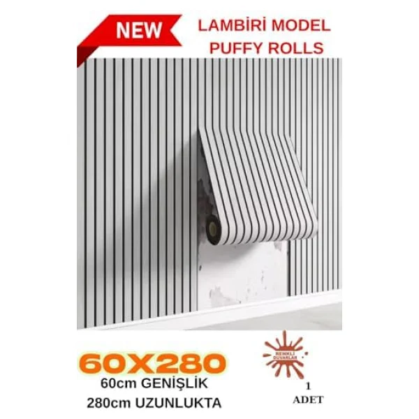60cm X 280cm 1 Adet Kendinden Yapışkanlı Açık Gri Lambiri Desenli Duvar Paneli Kağıdı Yg006 - Görsel 6
