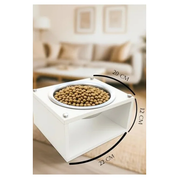 Reyo OK-AY Store Silvara Modern Ahşap Kedi ve Köpek Mama Standı Paslanmaz Çelik Kaseli Mama ve Su Kabı Siyah - Görsel 4