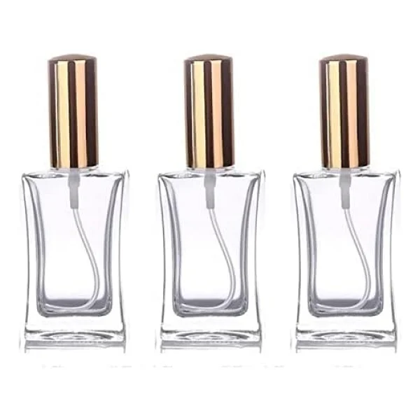 Paradise 3 Adet 50 Ml Cam Yeniden Doldurulabilir Sprey Kolonya Boş Parfüm Şişesi Altın Renk Kapaklı - Görsel 2