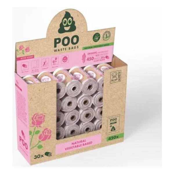 M-Pets Poo Dışkı Poşeti 15 Yaprak Gül Kokulu 30LU Paket - Görsel 3