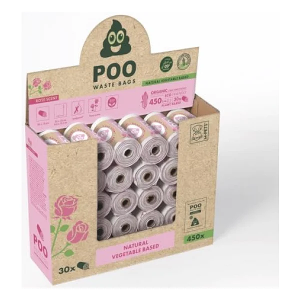 M-Pets Poo Dışkı Poşeti 15 Yaprak Gül Kokulu 30LU Paket - Görsel 6