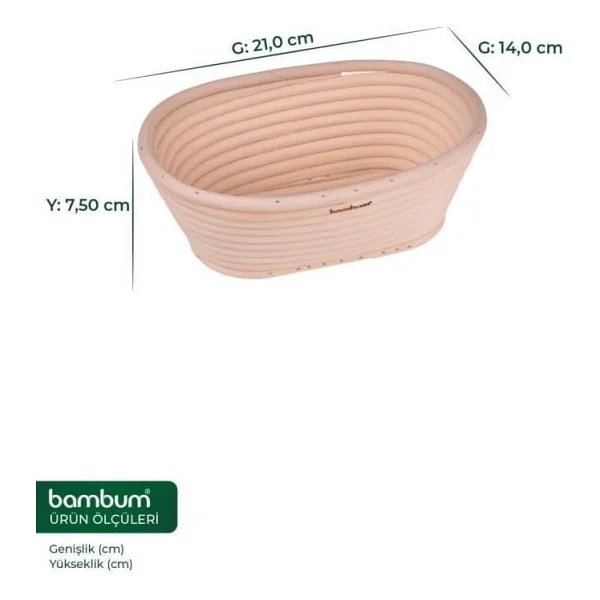 Bambum Puder - Ekmek Mayalama Sepeti Oval 21 Cm - Görsel 10