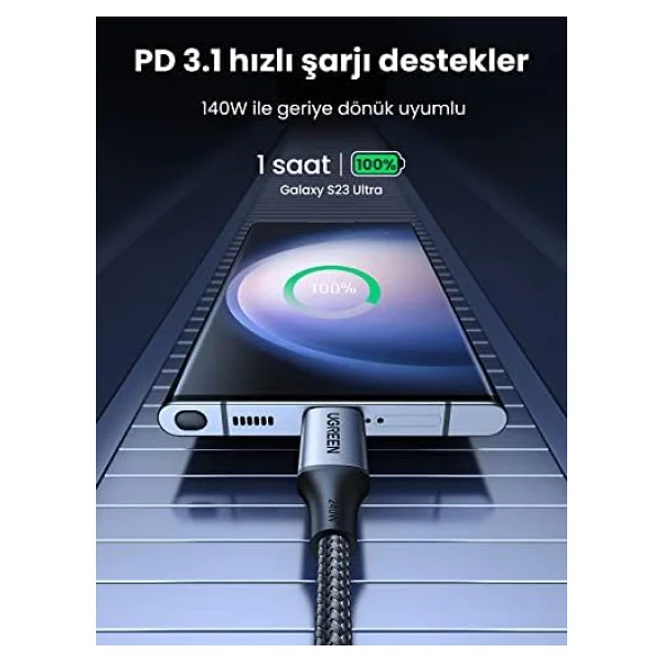 Ugreen 90440 2 M Type-C To Type-C Hızlı Şarj Kablosu - Görsel 10