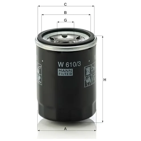 MANN-FILTER W 610/3 Yağ Filtresi (Fiat) - Görsel 9