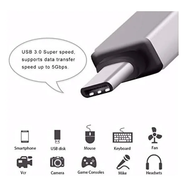 SYROX Type C USB 3.1 to USB 3.0 Dönüştürücü OTG Çevirici Adaptör Metal MacBook, iPad Air 2020, iPad Pro, Surface Pro, XPS ve Daha Fazlası ile Uyumlu- USB to USB C Adapter, Up 5Gbps - Görsel 5