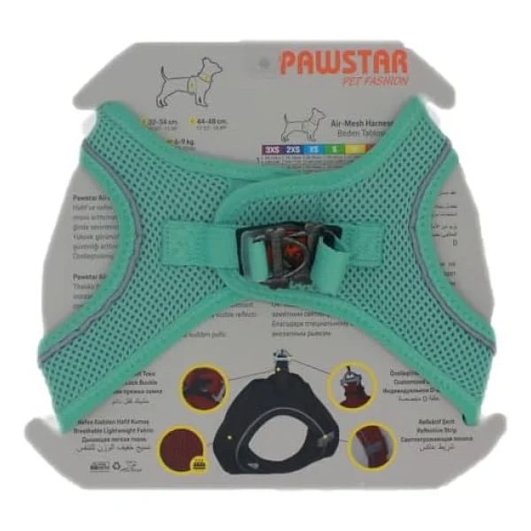 Pawstar Mint Air-Mesh Göğüs Tasması Kedi Köpek Göğüs Tasması Mint S - Görsel 4