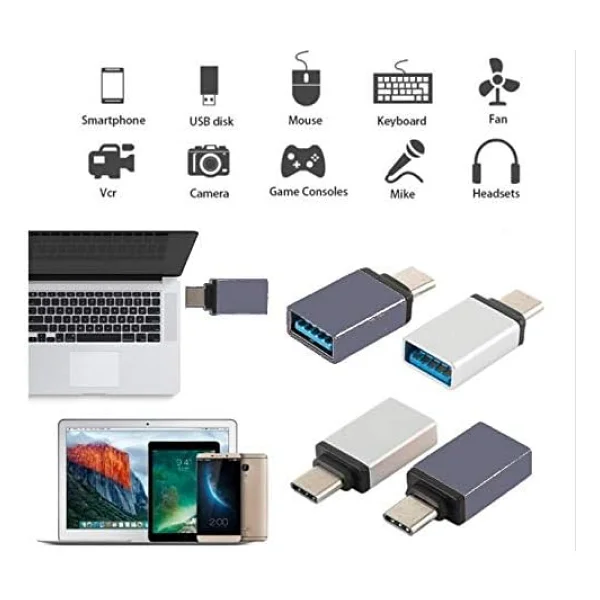 SYROX Type C USB 3.1 to USB 3.0 Dönüştürücü OTG Çevirici Adaptör Metal MacBook, iPad Air 2020, iPad Pro, Surface Pro, XPS ve Daha Fazlası ile Uyumlu- USB to USB C Adapter, Up 5Gbps - Görsel 6