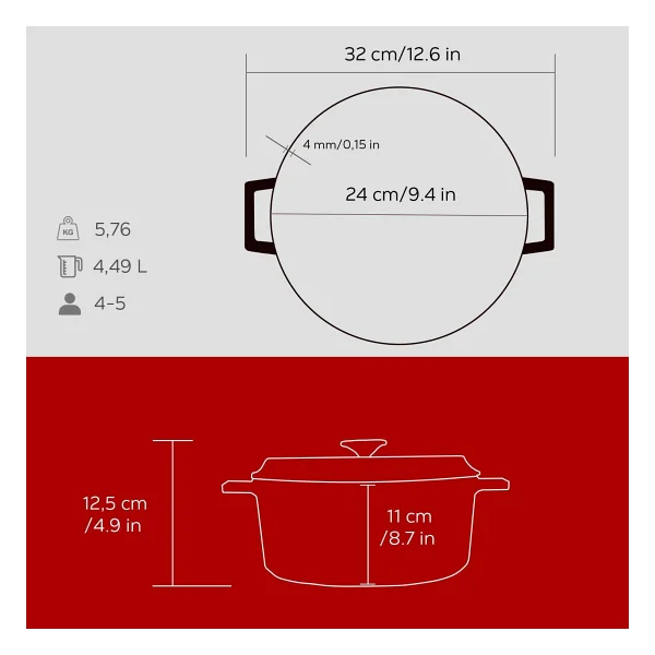 Lava Trendy Kırmızı 24 Cm Derin Döküm Tencere - Görsel 5