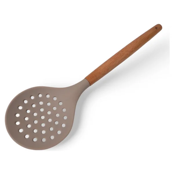Deconox Bambu Saplı Silikon Kevgir, Bambu Uzun Silikon Geniş Kevgir 27cm 3 Renk Seçenekli (Krem) - Görsel 7