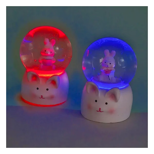 Ttt Mini Boy Tavşan Tasarımlı Işıklı Kar Küresi - Görsel 2