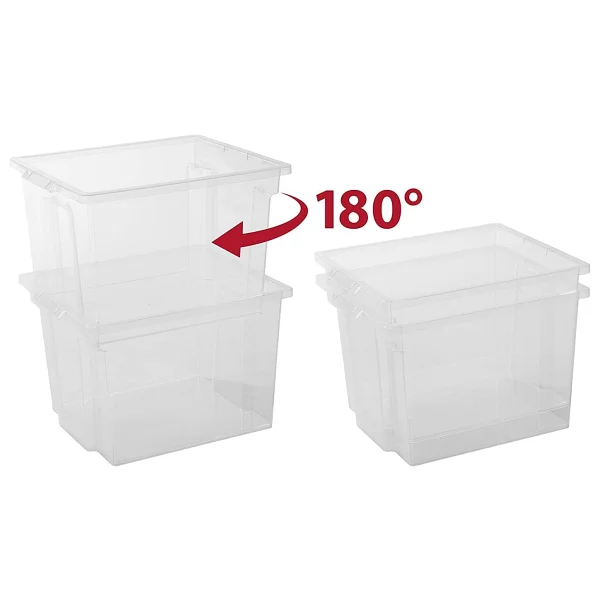 Iris Ohyama Çok Yönlü Saklama Kutuları, 30L, 3'lü Set, Şeffaf, Kolay Mandal, İstiflenebilir, Şeffaf Plastik, Dolap, Raflar, Garaj, Organizasyon, Giysiler, Battaniyeler, Garaj Malzemeleri, USB-M - Görsel 5
