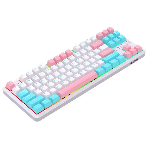 Ajazz K870t Pro Beyaz RGB Tkl Red Switch Kablolu/Kablosuz Mekanik Oyuncu Klavyesi - Görsel 2