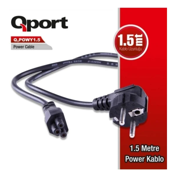 Qport Q-POWY1.5 1.5MT Notebook Power Kablo - Görsel 3