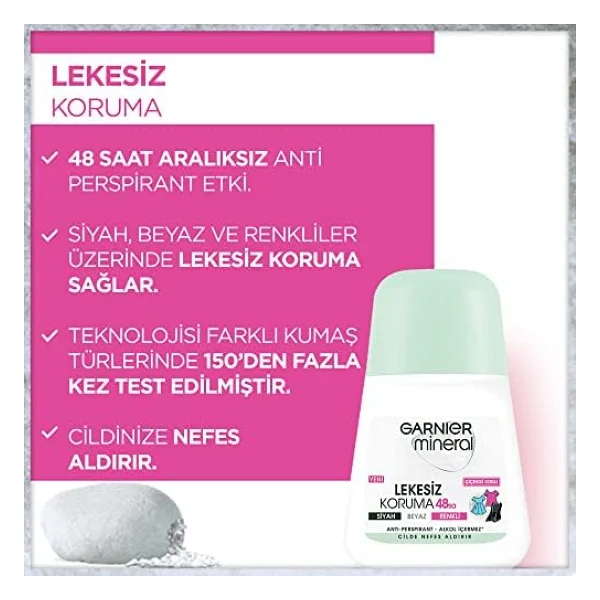 Garnier Mineral Lekesiz Koruma Çiçeksi Koku 50 ml 2 Adet Kadın Roll-On - Görsel 10