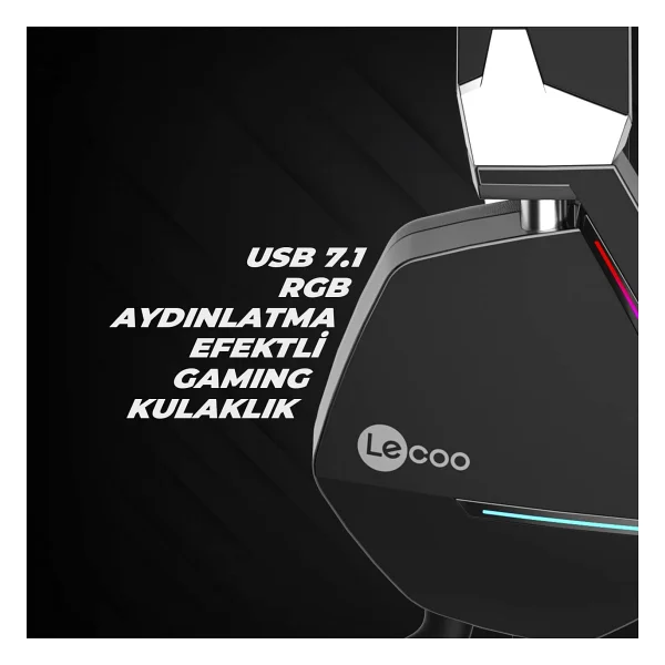 Lenovo Lecoo Ht402 RGB 7.1 USB Kablolu Kulak Üstü Oyuncu Kulaklığı - Görsel 3