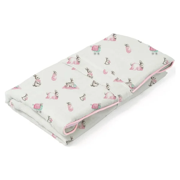 Deux Lapins %100 Pamuk Bebe Lapin Rose Çantalı Pratik Katlanabilir Bebek Alt Değiştirme Matı - Pembe - Görsel 6