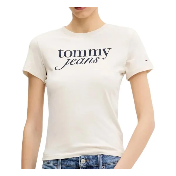 Tommy Hilfiger Jeans Slim Essential Logo Ext DW0DW19447 Kısa Kollu Bisiklet Yaka Kadın Tişört - Görsel 7