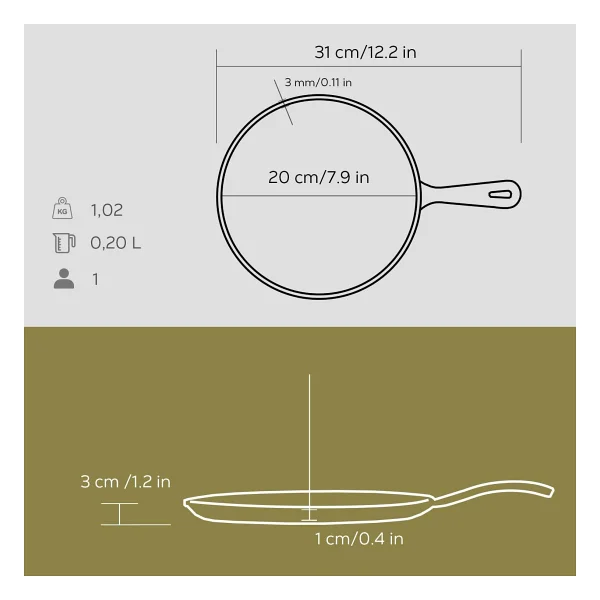 Lava Metal Saplı 20 Cm Döküm Krep Tavası - Görsel 6