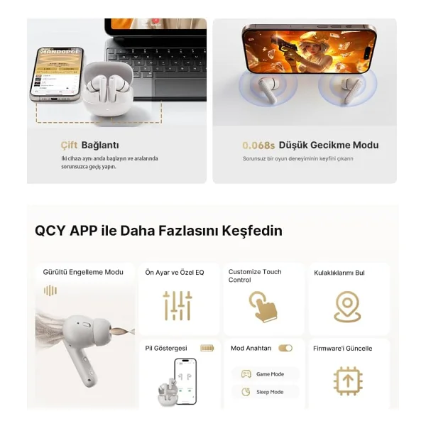 Qcy Buds Ht15 ANC TWS Kulak İçi Bluetooth Kulaklık - Görsel 6