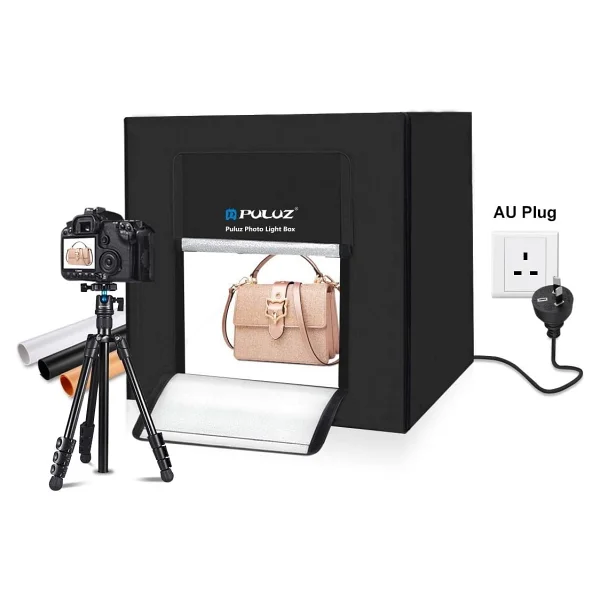 Coverzone Puluzz 30x30x30 Cm Katlanabilir LED Fotoğraf Çekim Çadırı Stüdyo Işık Kutusu, 120 LED Halka Işık, Crı95, USB Güç,%1-100 Parlaklık Ayarı, 6 Renk Arka Fonlu Ürün Fotoğraf Çekim Seti (Pu5032b) - Görsel 3