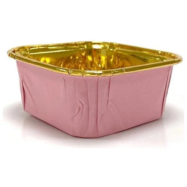 Dolphin Muffin Kare Kağıt Pembe Altın Cupcake Kek Kalıbı Kapsülü Kabı - 25 Adetlik 10 Paket - Görsel 5