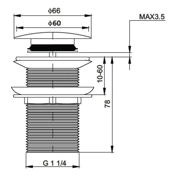 Bocchi Krom Lavabo Süzgeçi Su Taşma Deliksiz 6190-0001 Üst Grup - Görsel 2