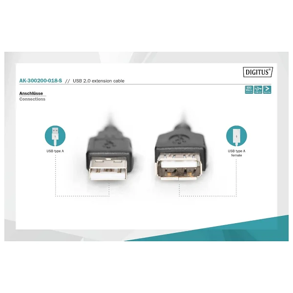 Digitus Ak-300200-018-S 1.8 M USB Uzatma Kablosu - Görsel 2