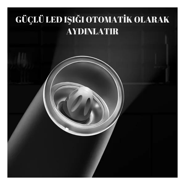Wellq Şarjlı Işıklı Full Otomatik Yeni Nesil Tuz Karabiber Değirmeni Baharat Öğütücü - Görsel 3
