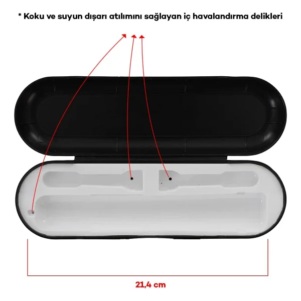 Pi&Go Şarjlı Diş Fırçası Koruma Kabı Hijyenik Seyahat Kutusu Siyah - Görsel 2