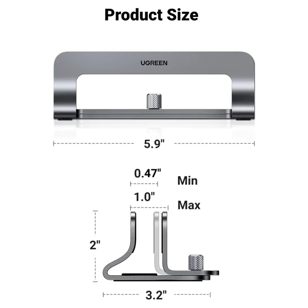 Ugreen Dikey Bilgisayar Standı, Çift Yuvalı Ayarlanabilir Alüminyum Laptop Standı, MacBook Air/Pro, Windows Dizüstü Bilgisayarlar, 13-17 İnç Laptoplar İle Uyumlu Masaüstü Tutucu - 20471 - Görsel 7