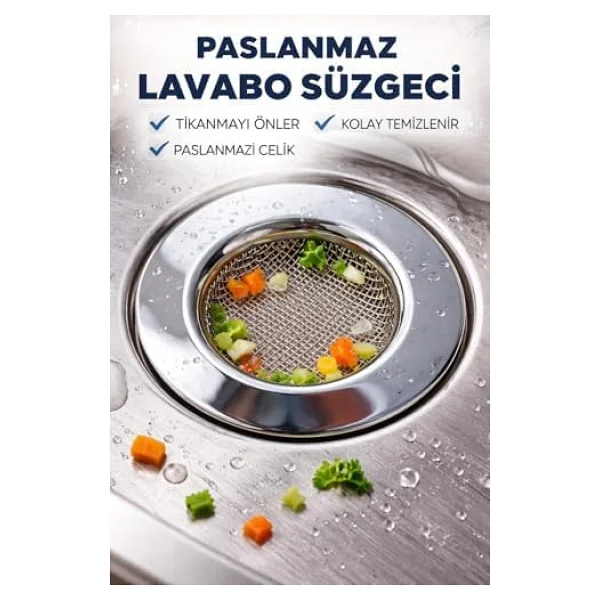 Lavabo Süzgeci - Paslanmaz Çelik - Görsel 7