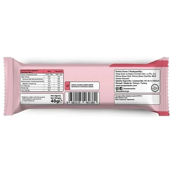 Waspco Çilekli Protein Bar 40g 2li paket - Görsel 3